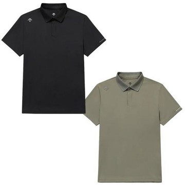 Descente 迪桑特 短袖上衣 男裝 Polo衫 涼感 黑/綠 SR221DPS42-BLK0/SR221DPS42-KHAK