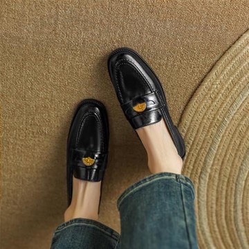 金幣樂福鞋女平底軟底真皮軟皮低跟棕色單鞋英倫風小皮鞋一腳蹬