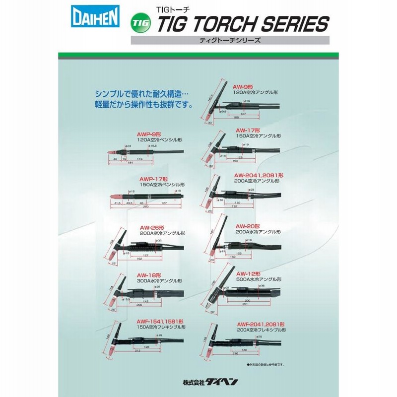 ダイヘン DAIHEN ) AW-26 用 ガスレンズ 2.4 mm 溶接 セット トーチ