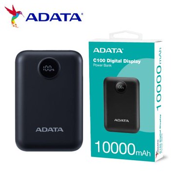 威剛 C100 Digital 10000mAh  (黑色)PD/QC 20W高效快充行動電源