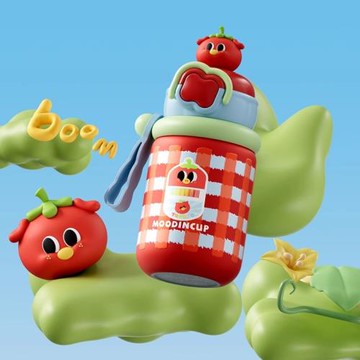 物生物豬豬保溫杯女2024新款高顏值兒童水杯學生上學專用吸管杯子