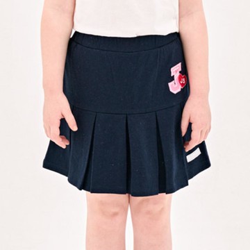 韓國 Jelispoon - 鬆緊腰極簡百褶裙-海軍藍