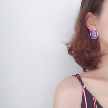 眼觀925銀針不對稱撞色亞克力耳釘女簡約個性彩色設計款耳飾品1入