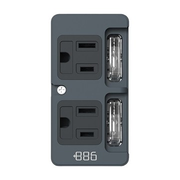 886 極野家 2開2壁插 防雷擊 插座  82mm  迷霧灰  1個