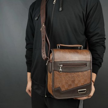 全新Polo單肩斜挎PU皮革男士郵差包