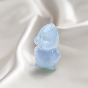 冰糯種飄藍翡翠小雞吊飾 | 天然緬甸翡翠A貨 | 送禮