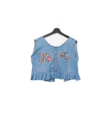 Back to Green-丹寧刺繡背心 花店 絢麗花朵 dv-13/vintage vest