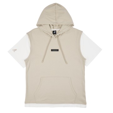 【KANGOL】中性假兩件T 短袖上衣 男女 卡其色-6425105032