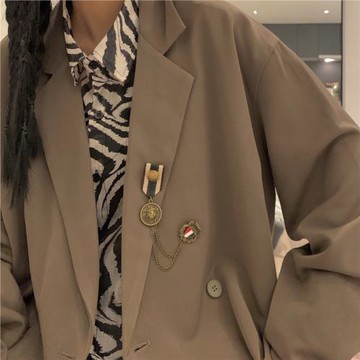 【清倉價】秋季ins港風復古外套黑咖啡慵懶寬松原宿西裝bf風男女