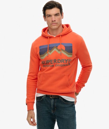 Superdry Men's Great Outdoors Relaxed Hoodie Red Size: XL