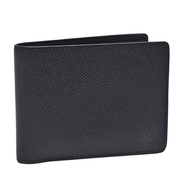 LV M30531經典Taiga皮革MULTIPLE摺疊短夾(黑)