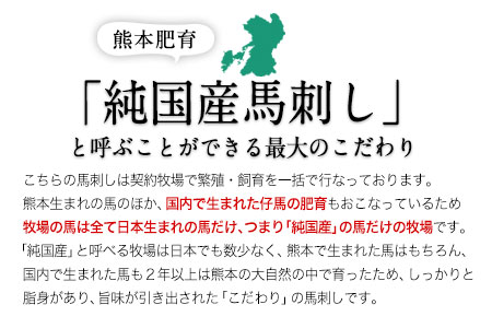 馬刺し 上赤身 ブロック 国産 熊本肥育 冷凍 生食用 たれ付き(100g×2)＋たてがみセット(50g×1) 肉 絶品 牛肉よりヘルシー 馬肉 平成27年28年 農林水産大臣賞受賞 葦北郡　津奈木町《90日以内に順次出荷(土日祝除く)》