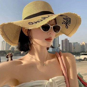 ✈速出貨🔥海邊太陽帽帽子大檐遮陽草帽帽檐韓版度假遮陽帽出遊防曬夏季沙灘XZT