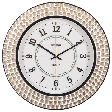 麗盛北歐式簡約壁掛鐘客廳木板玻璃裝飾鐘臥室時尚鐘表靜音掛表