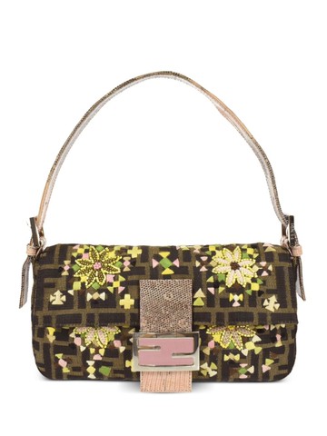 Fendi Pre-Owned - 1990-2000s Baguette embellished shoulder bag - women - Canvas/Leather - One Size - Brown