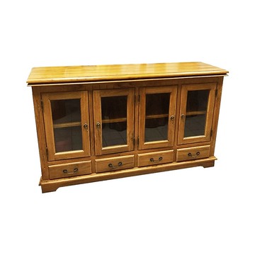 【吉迪市100%全柚木家具】HY141 玻璃四格抽屜雙開門收納腰櫃