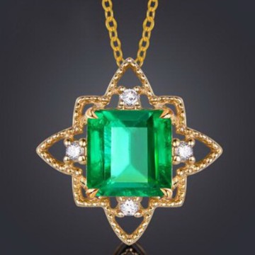 隔日到貨 哥倫比亞 2克拉 綠水晶 吊墜 水晶  S925銀鍍K金 項鏈 項鍊N382