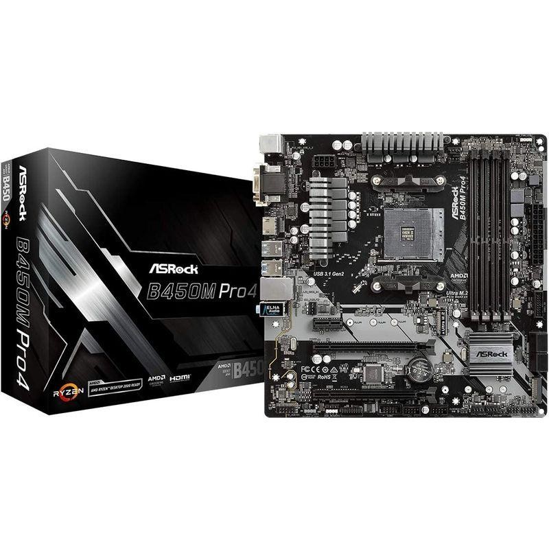 ASRock マザーボード B450 M Pro4 AMD Ryzen AM4 対応 B450 チップ