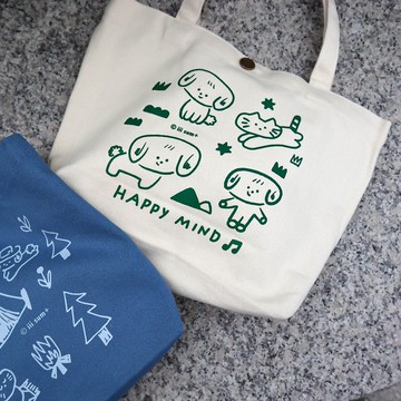 HAPPY MIND  快樂散步提袋 米色 藍色 中尺寸 兩款 米/藍