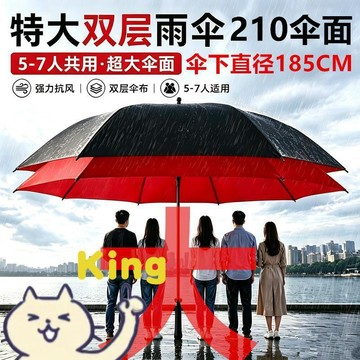 【臺灣出貨】210cm 雙層長柄雨傘 手動開傘 男款大傘面 加厚加固抗暴風 三雙人通勤釣魚 附傘套易收納 長柄傘雙人雨傘