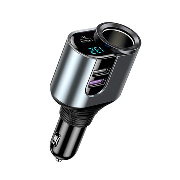 Songwin 127W金屬萬向軸車充 PD+QC3.0+點菸擴充孔 LED電壓顯示充電器