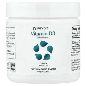 Revive, 維生素 D3，125 微克，60 粒素食膠囊