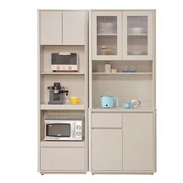 直人木業-UL莫蘭迪奶油風電器櫃上下陶板櫥櫃組142公分(電器櫃60公分+櫥櫃組82公分)