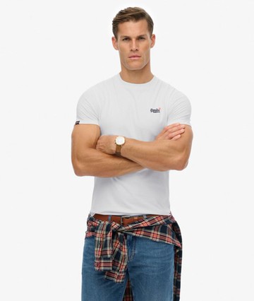 Superdry Men's Essential Contrast Embroidered T-shirt White Size: M