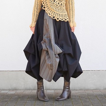 【隨心變奏裙】小倉織條紋款 -Stripe- 可自由變換設計・隨動作展現美麗裙襬・圓裙・d-sk001S