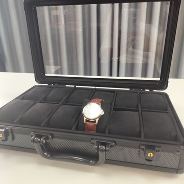 公司貨 免運 手表收納盒12位高級便攜式手提箱鋁箱手表展示帶鎖擺攤適用手表盒 快速發貨