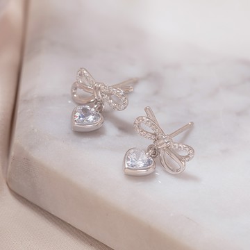 [925純銀]MARIGOLD紛飛愛意蝴蝶結耳環【KMD510】-玫瑰金/銀