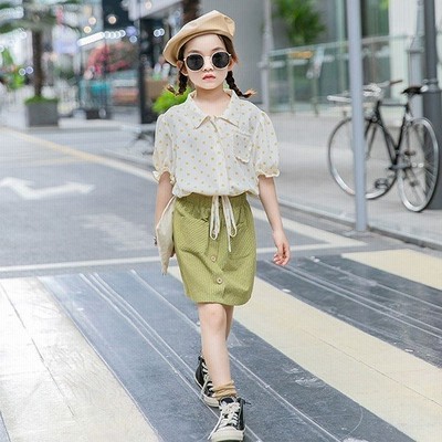 子供服 セットアップ キッズ 女の子 夏 2点セット 上下セット ブラウス 半袖 ドット柄 膝丈スカート ジュニア 可愛い カジュアル 小学生 通販 Lineポイント最大get Lineショッピング