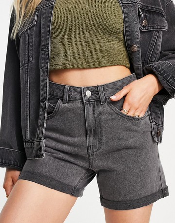 Vero Moda denim mom shorts in washed grey