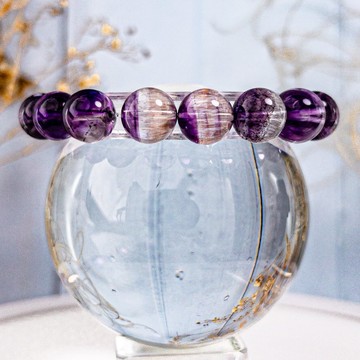 【半盆/塔山 玻璃體紫超七】超稀缺全紫超七水晶手串手鍊 /實品攝