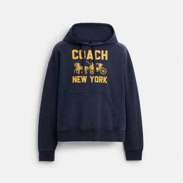 馬車主題圖案連帽衫