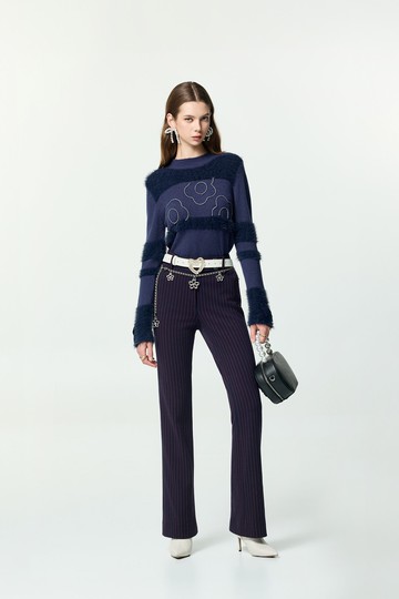 火焰色條紋喇叭長褲