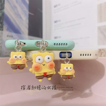 ✨限時秒殺☜桃園出貨✨海绵宝宝派大星手机充电口耳机孔防尘塞饰品挂件堵头男女情侣礼物