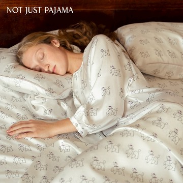 Not Just Pajama 狗狗印花22姆米真絲床包四件組 100%桑蠶絲 - 2.0米床