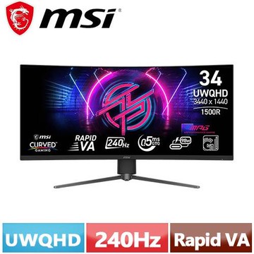 MSI微星 34型 MPG 346CQRF X24 曲面電競顯示器