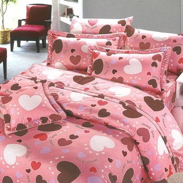 床罩組-雙人加大 / 精梳棉六件式 / 心漾戀語 台灣製