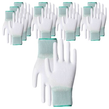 嘉鴻牌 合手型棉紗PU塗掌手套 M  10雙  白色