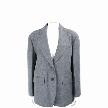Max Mara-WEEKEND ADDURRE 深灰寬版剪裁羊毛混紡雙釦西裝外套