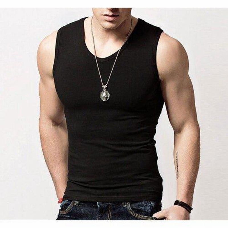 タンクトップ メンズ 無地 柄 黒 Vネック スリム インナー ノースリーブ トップス 大きいサイズ 春 夏 通販 Lineポイント最大get Lineショッピング