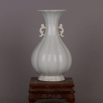 湖田窯影青瓜棱雙耳瓶 仿宋代出土舊貨瓷器古玩家居古典裝飾收藏