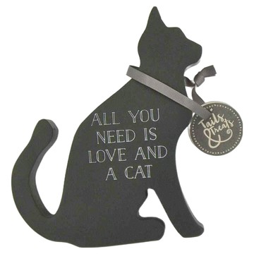 creativeTopss Tails 木質貓咪裝飾掛牌 - All you need is love and a cat  黑貓  L