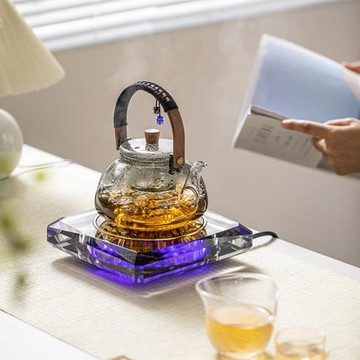 高檔耐熱玻璃智能水晶電陶爐壺蒸煮一體全自動桌面靜音煮茶器商用