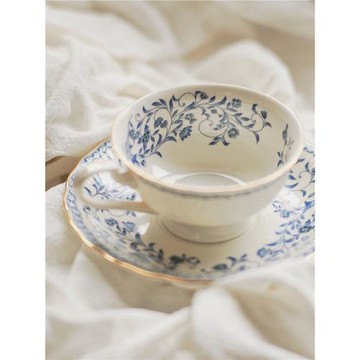 咖啡杯碟外貿聯名款青花瓷器手繪陶瓷杯碟骨高端精致下午茶紅茶杯