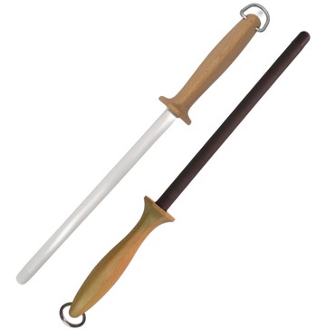 CZHW  防斷全直式陶瓷磨刀棒-山毛櫸木質手柄