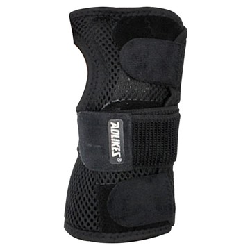 AOLIKES 奧力克斯 雙金屬板固定護腕 尼龍聚酯纖維材質 建議手腕圍21~23cm 右手  L  黑色  1個