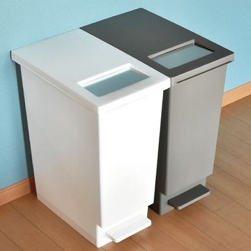 日本TONBO UNEED系列推蓋踩踏雙用型垃圾桶45L